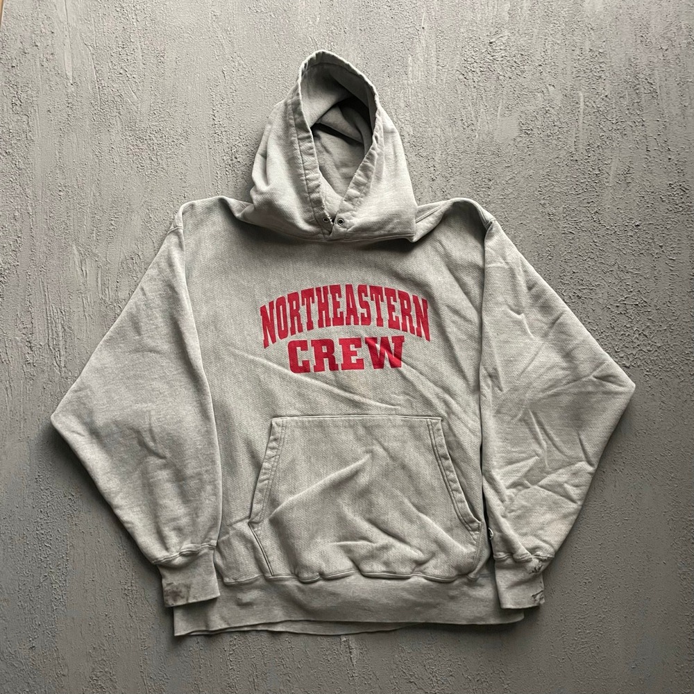Vintage Northeastern Crew Hoodie Mens Large Grey 90s Champion Reverse Weave
